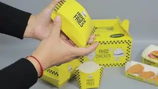 Fast food box, used for fried chicken, French fries, hot dogs, burgers, sandwiches and more.