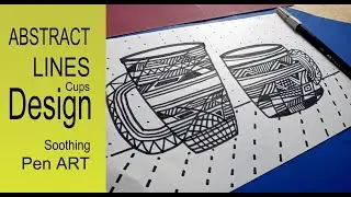 Line, visual element of design/Abstract drawing Two cups/ graphic design practical/pen drawing