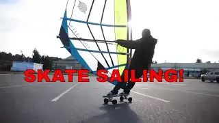 Wind Powered Skateboard?!?!? (Skate Sailing)