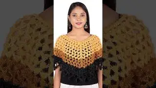Amazon Gyan hand Arts Crochet Poncho Stylish Handmade Golden Black