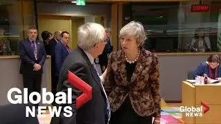 Theresa May, Jean-Claude Juncker have tense exchange over 'nebulous' comments