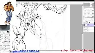 commission art digital muscle girl