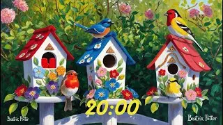 20 Minute Timer  - Birds / Birdhouses Spring Morning (Silent With Birds Chirping at End)
