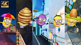 Minion Rush Gru's Lab Vs El Macho's Lair Vs Vector's Fortress Vs Prison Vs Pier 12 | PC UHD 4K