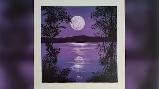 Daily Challenge #3 / Full Moon Painting / Acrylic Painting for Beginners / STEP by STEP