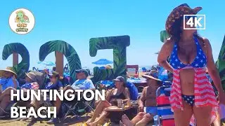 [4K] 🇺🇸 4th of July | Huntington Beach, California | Walking tour
