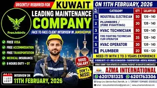 Kuwait Maintenance Company Jobs 2026 | Face to Face Interview Jamshedpur | HVAC Electrician Plumber