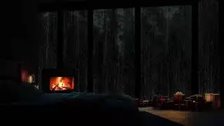 Soft Rain Sounds and Warm Fireplace Ambience for a Calm, Cozy Night