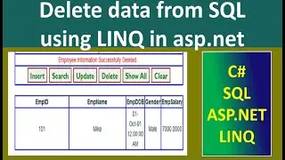 Delete data from SQL using LINQ in asp.net crud part 5