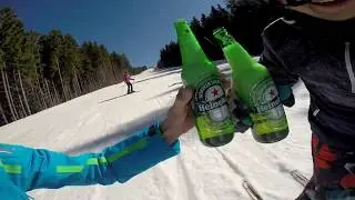 Отдых. Горы. Буковель 2017.Пиво Heineken. Werbung f&uuml;r heineken Bier.