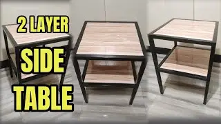 End Table, Side Table with 2 Layer Storage Shelve (DIY)