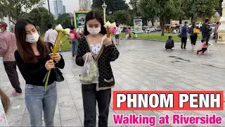 Cambodian tourism 2021, walking tour at Riverside in Phnom Penh city