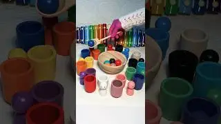Perfect color sorting wooden balls #shorts #asmr #trending #cute #marblerun #satisfying #best
