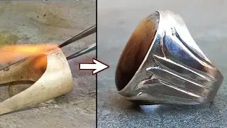 men's ring handmade with agate stone - silver jewelry making