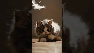 Fluffy Kitten Jumping in Slow Motion 😺✨  Adorable Feather Chase 4K Short #Shorts #Kitten #CuteKitten