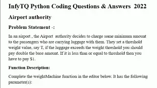 InfyTQ Python Coding Question - *Airport Authority* & Answer 2022 