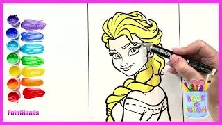 Coloring pages for children. We draw a cake with a candle with markers Elsa