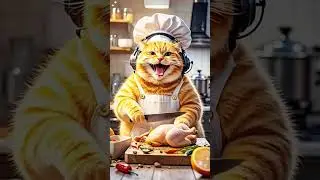 chef meow 😺 cooking chiken 🐔 | interesting cat and hen video |#cat |#hen |#funny |#viral |#chefmeow