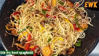 EXTRA SPECIAL STIR FRY SPAGHETTI | BEEF STIR FRY WITH PASTA