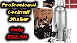 Professional Cocktail Shaker Set w/a Double Jigger & 2 Liquor Pourers by BARVIVO - UNBOXING