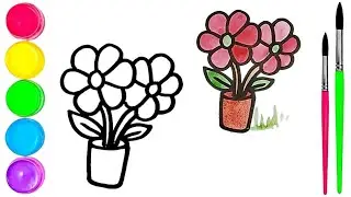 How To Draw  cute Flower Drawing, Painting & water Coloring For Kids and Toddlers_🌈🎨