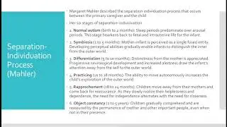 Psychiatry Review: Separation-Individuation Process, Margaret Mahler