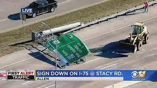 Highway Sign Down On Northbound US Hwy 75 In Allen; 1 Lane Open