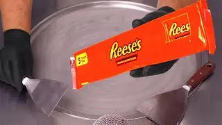 ASMR Reeses Peanut Butter Cups - Chocolate Candy Ice Cream Rolls | rolled fried Ice Cream / Food