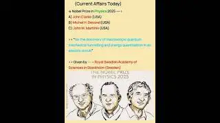 Nobel Prize 2025 in Physics | Nobel Prize 2025 | Current Affairs 2025 | #nobelprize #shorts