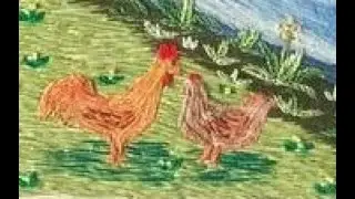 🐓 El Gallo y La Gallina. Puntada Corta. Proyecto No 7 (17/30). #paisajes #bordaramano #handbroidery