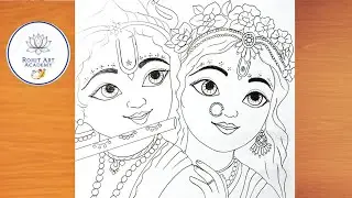 Krishna Radha Beautiful Outline Pencil Drawing | Radha Krishna Drawing | Chitra | Gods Drawing 