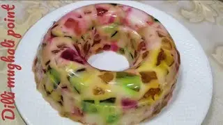 Broken glass jelly pudding | Easy no_ Bake jelly dessert | Milk and jelly pudding dessert |