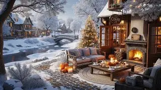Smooth Winter Jazz Music ❄ Cozy Outdoor Coffee Shop Ambience for Stress Free Working
