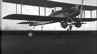 US Vought VE-7 aircraft lands on United States Ship Langley while its is underway...HD Stock Footage