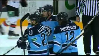 Первый гол Патрика Херсли в КХЛ / Hersley scores first goal with Sibir