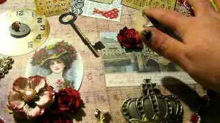 Altered Cardboard Pizza Box Bottom - Vintage Themed.AVI