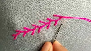 Feather stitch border embroidery.How to do the feather stitch. easy stitch embroidery tutorial.