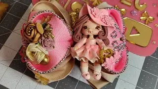 Moño corazon con su base en liston de 7.5 super facil de hacer 