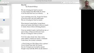 Close Reading Using Form with Elizabeth Bishop's 
