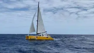 Salina 48 and Catana 51 sailing Loyalty Island to New Caledonia at 9 to 10 knots