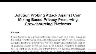 Solution Probing Attack Against Coin Mixing Based Privacy Preserving Crowdsourcing Platforms