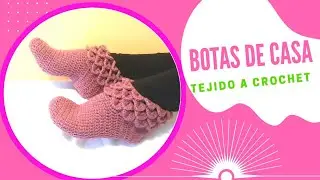 BOTAS de casa o pantuflas tejido a crochet/ganchillo para mujer*