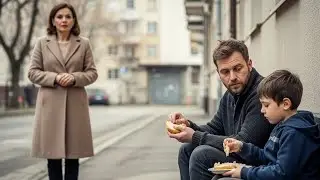 Văduva milionară vede un tată sărac împărțind mâncarea cu fiul său și face ceva neașteptat