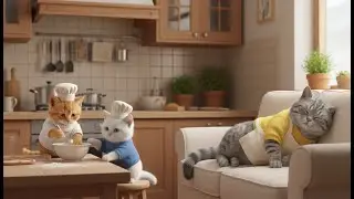 Exhausted mother cat, Two kittens that love their mother dearly: Sweet surprise