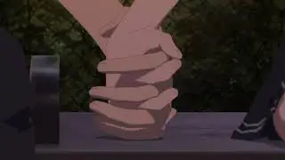 Tomoya and Megumi hand holding