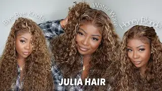 JULIA HAIR Honey Blonde Water Wave Bye Bye Knots Lace Wig Install