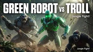 Green Robot vs Big Troll vs Gorilla | Jungle Survival Fight