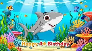 Happy 4th Birthday! 🦈 Fun Shark Underwater Birthday Wish
