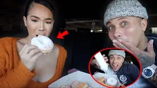 BABY POWDER DONUT PRANK ON GIRLFRIEND! ** HILARIOUS! **