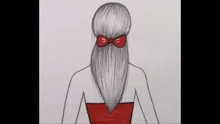 Silent Beauty ❤️Girl Back Sketch with Red Bow Hair #GirlSketch #ArtShorts #ViralSketch #DrawingVideo